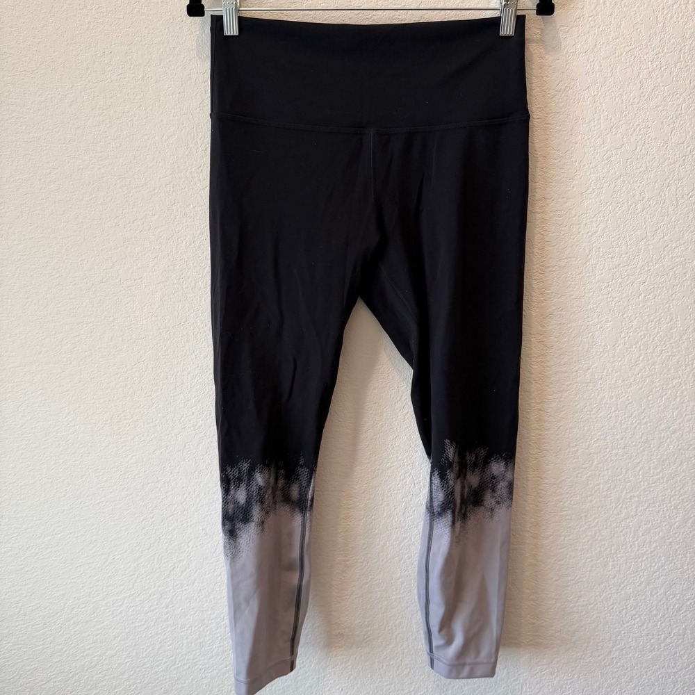 Lululemon Ombre Dip Dye High Rise Leggings Black Grey Size 10 LW5DBWS